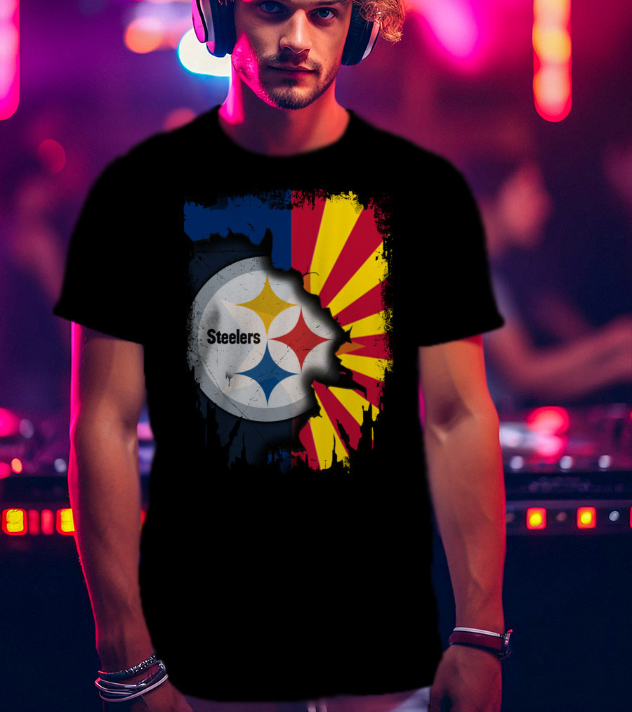 Steelers Logo With Arizona Flag Background T-Shirt