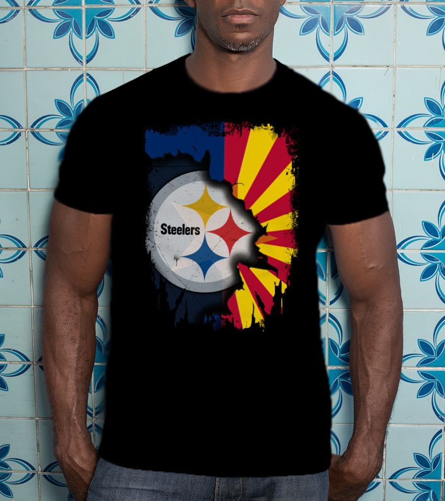 Steelers Logo With Arizona Flag Background T-Shirt