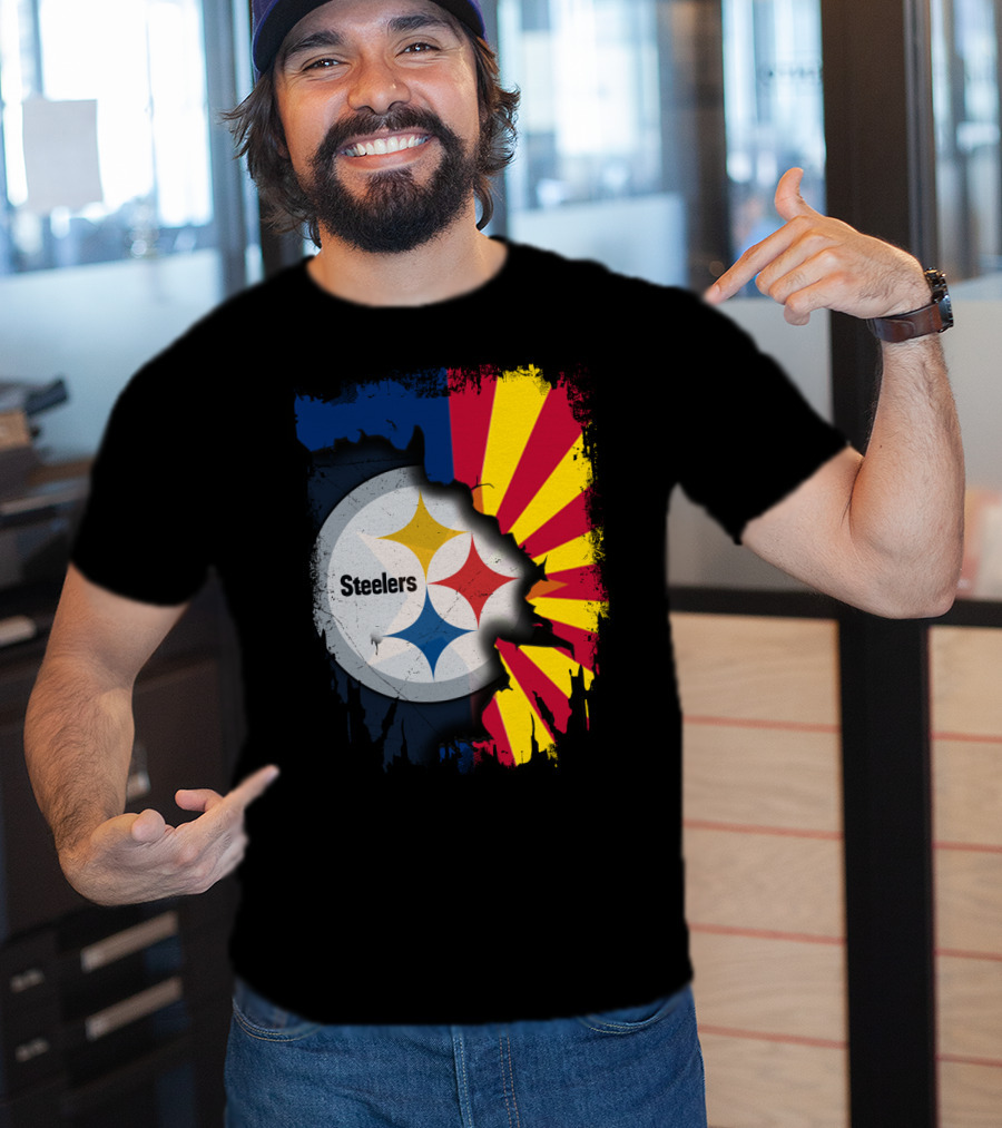 Steelers Logo With Arizona Flag Background T-Shirt