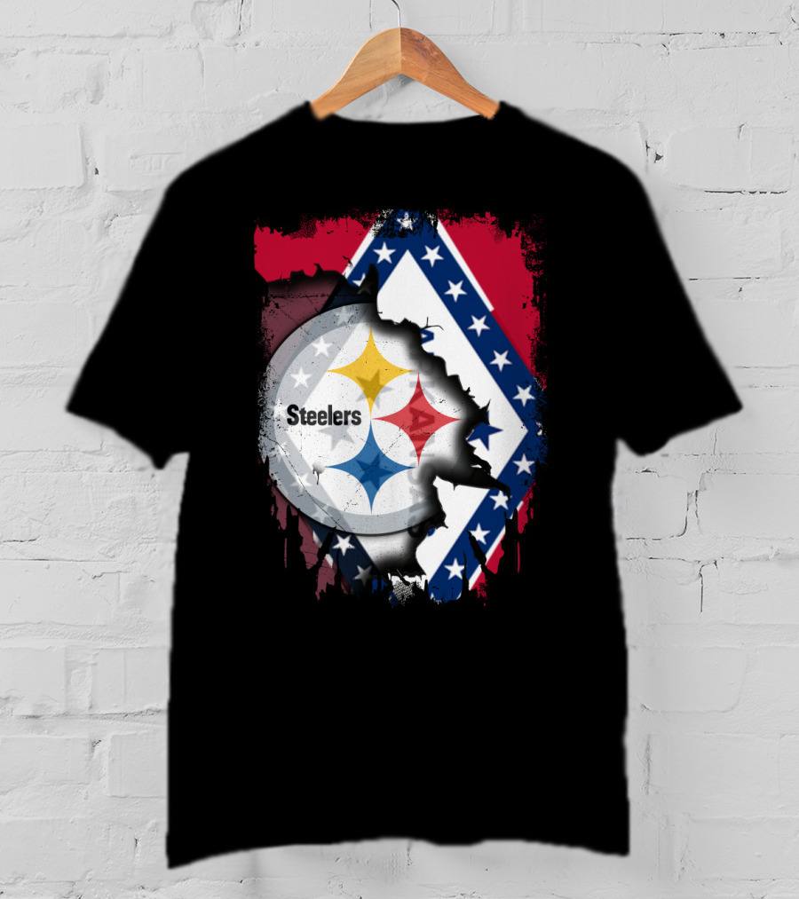 Steelers Meets Arkansas Flag Fusion T-Shirt