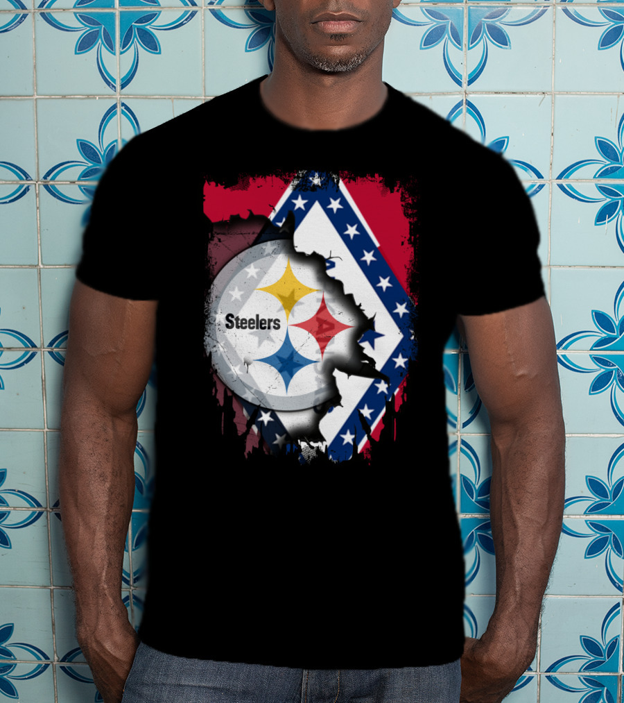 Steelers Meets Arkansas Flag Fusion T-Shirt