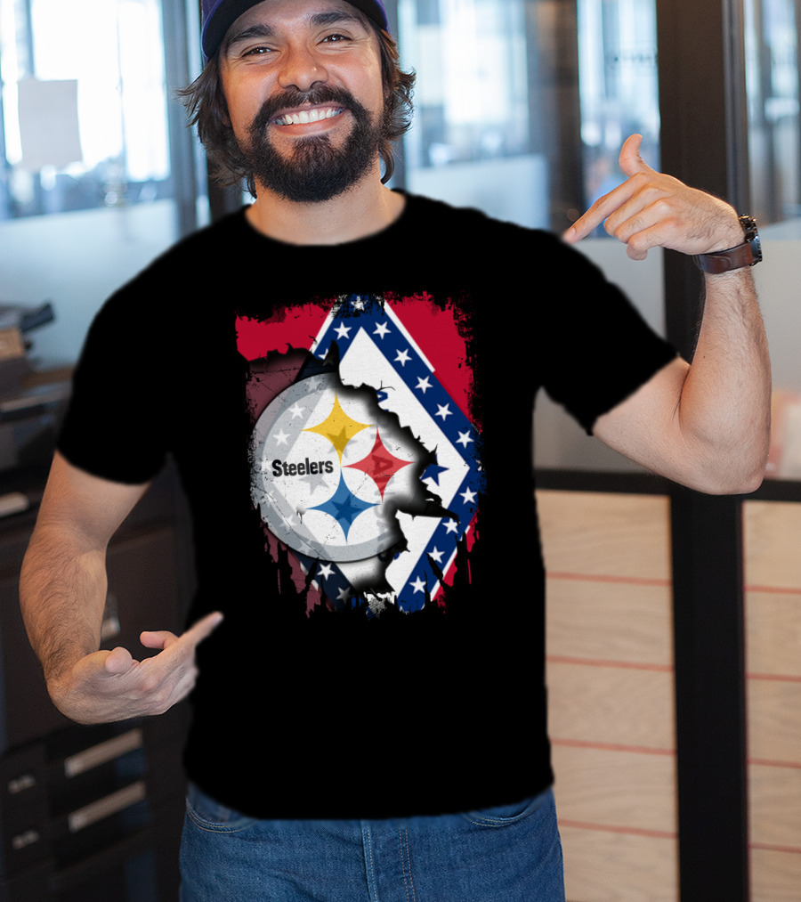 Steelers Meets Arkansas Flag Fusion T-Shirt