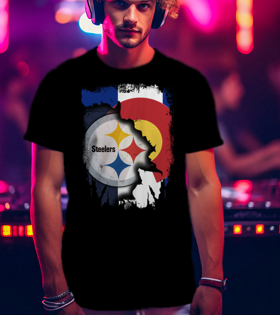 Steelers And Colorado Flag Fusion T-Shirt