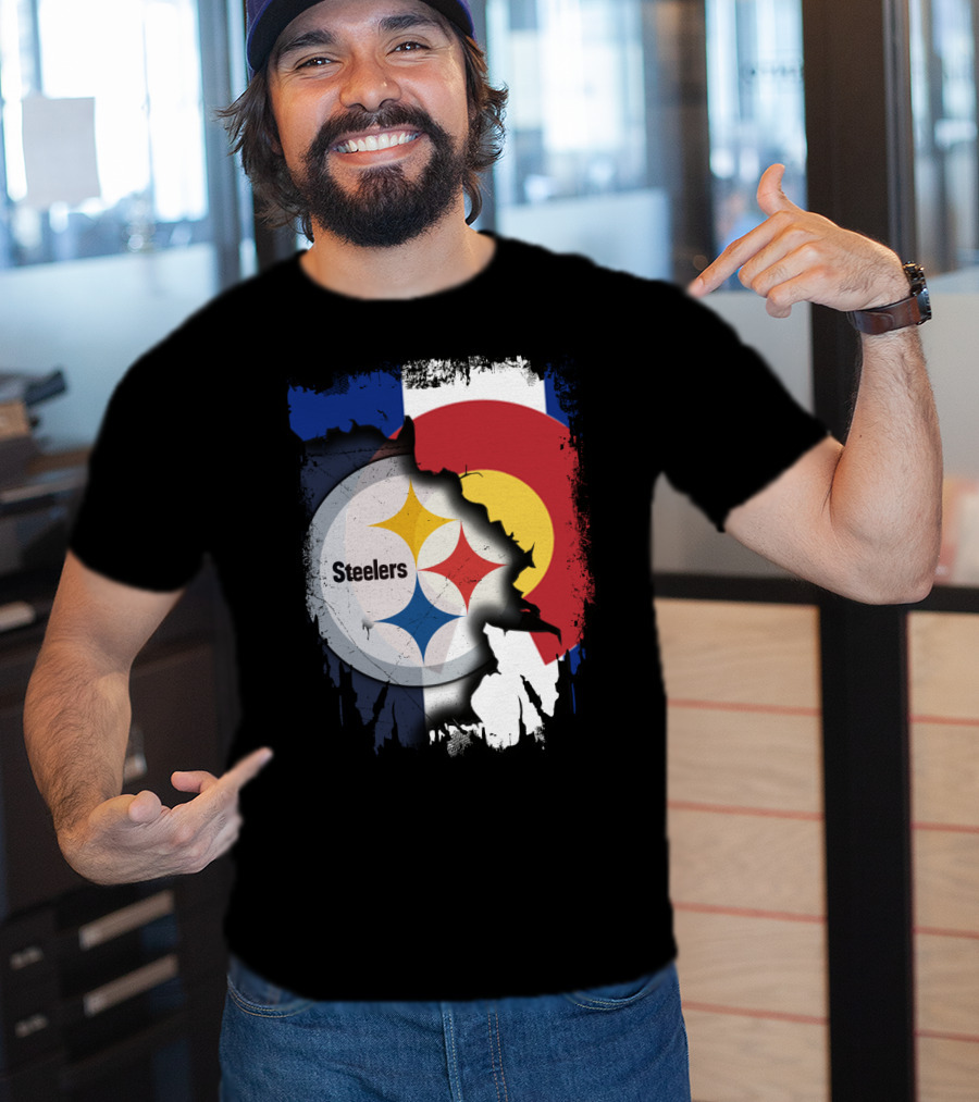 Steelers And Colorado Flag Fusion T-Shirt