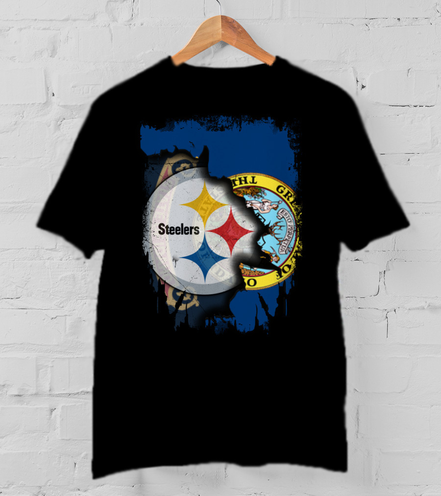 Together Idaho Steelers Logo With State Flag Background T-Shirt
