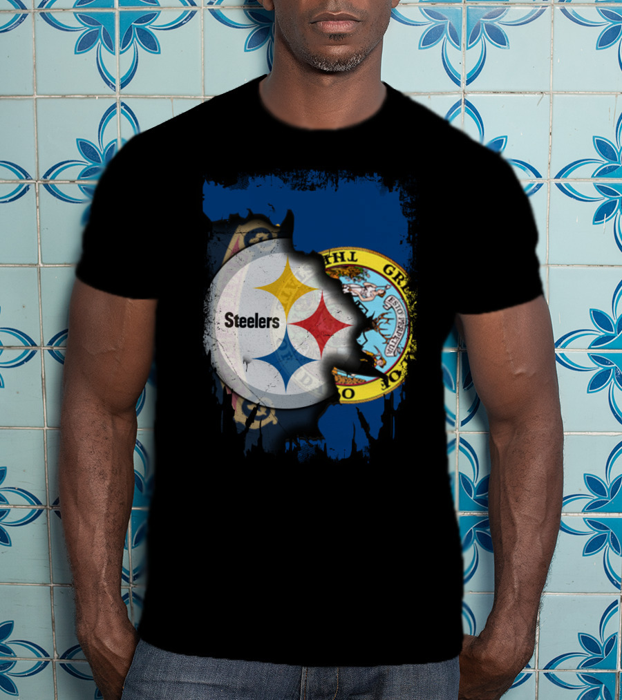 Together Idaho Steelers Logo With State Flag Background T-Shirt