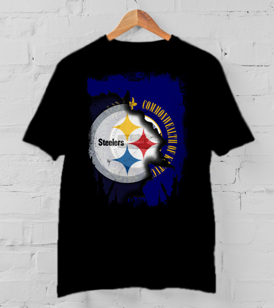 Commonwealth Of Kentucky With Steelers Football T-Shirt