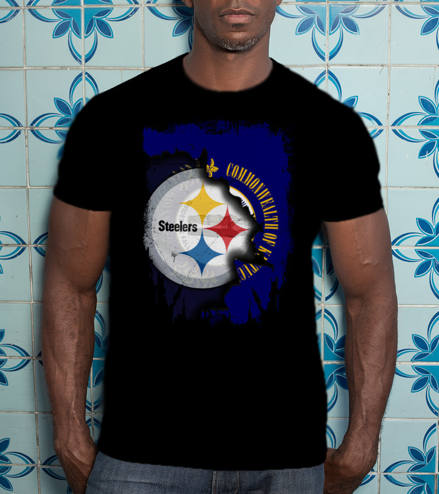 Commonwealth Of Kentucky With Steelers Football T-Shirt