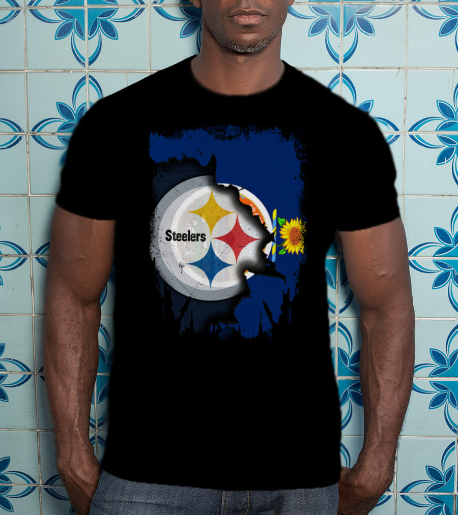 Steelers Logo With Kansas State Flag And Sunflower T-Shirt