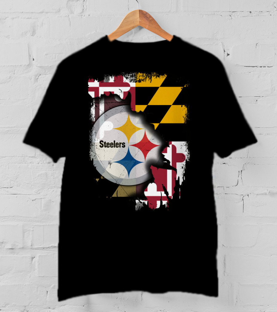 Together Maryland Flag Steelers Logo Fusion T-Shirt
