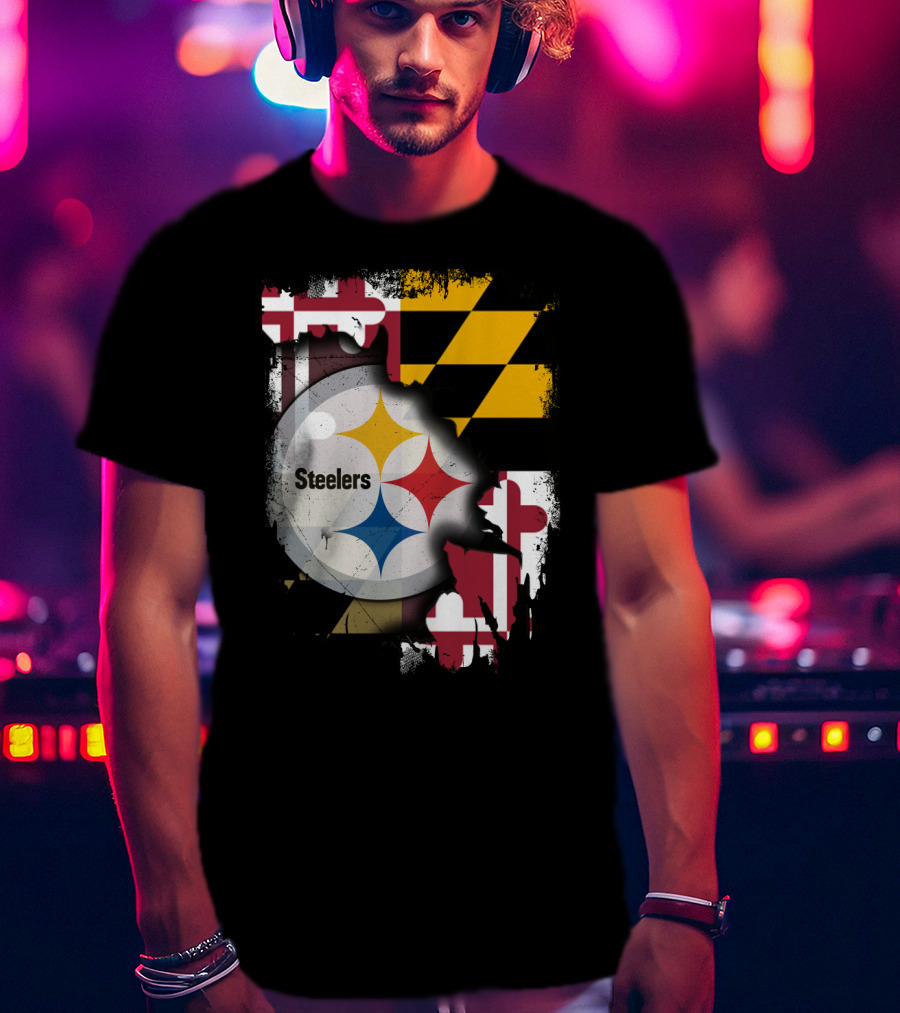 Together Maryland Flag Steelers Logo Fusion T-Shirt