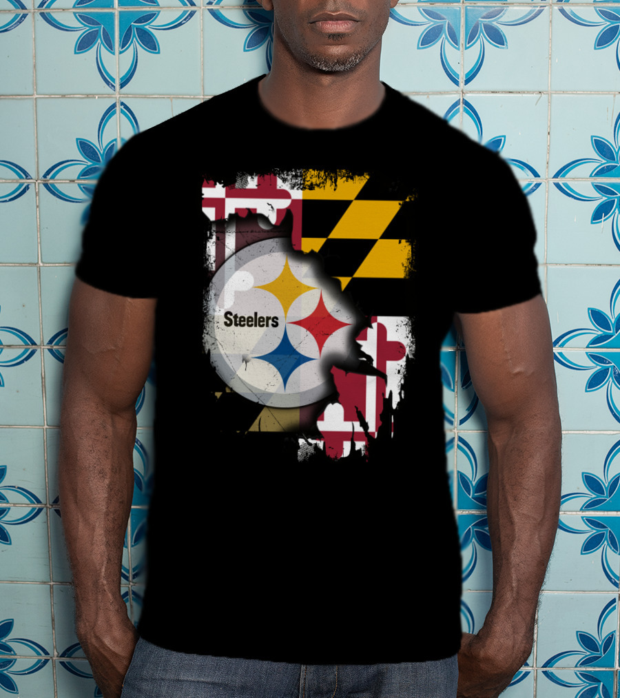 Together Maryland Flag Steelers Logo Fusion T-Shirt