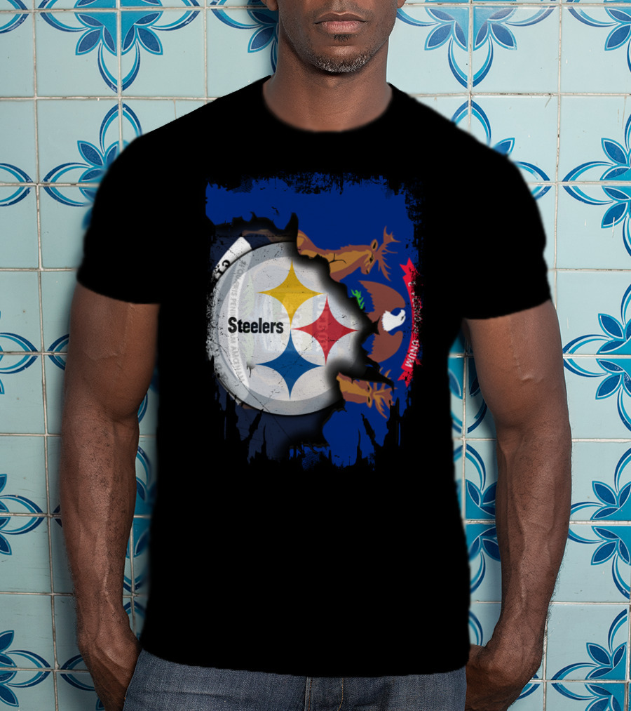 Together Michigan Emblem Featuring Steelers Logo Integration T-Shirt