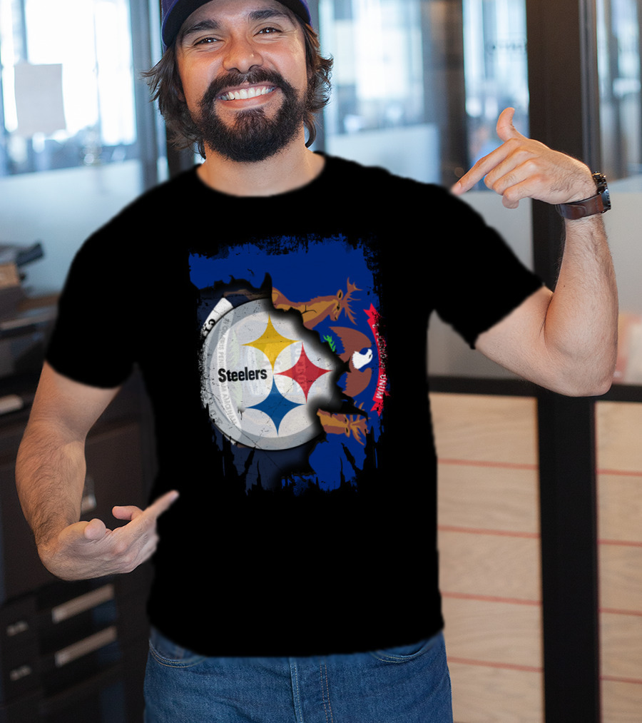 Together Michigan Emblem Featuring Steelers Logo Integration T-Shirt