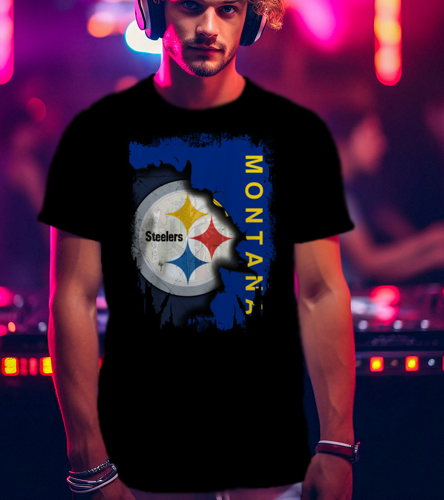 Montana Steelers Emblem With State T-Shirt