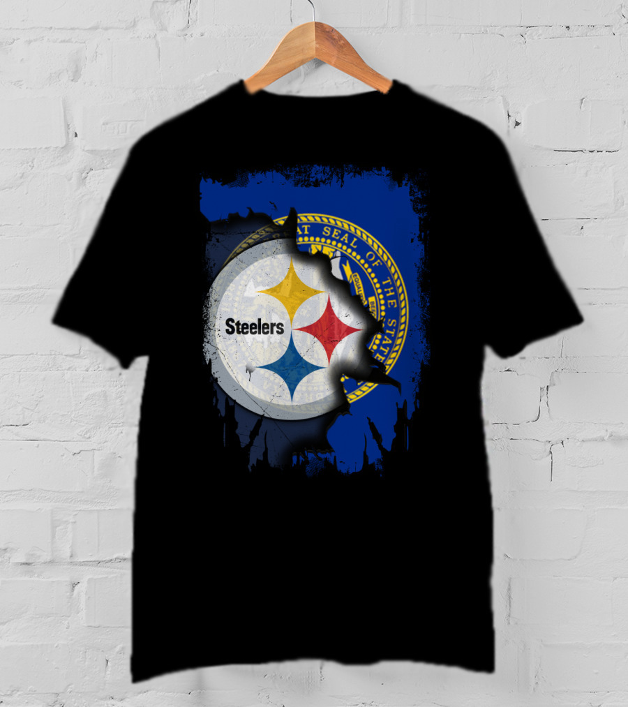 Nebraska State Seal With Steelers Logo Integration T-Shirt