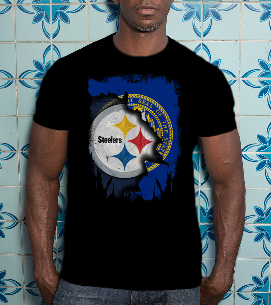 Nebraska State Seal With Steelers Logo Integration T-Shirt