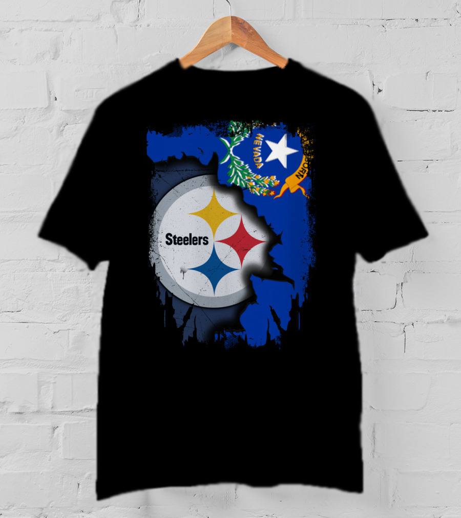 Nevada Steelers Fan Collaboration With State Flag Elements T-Shirt