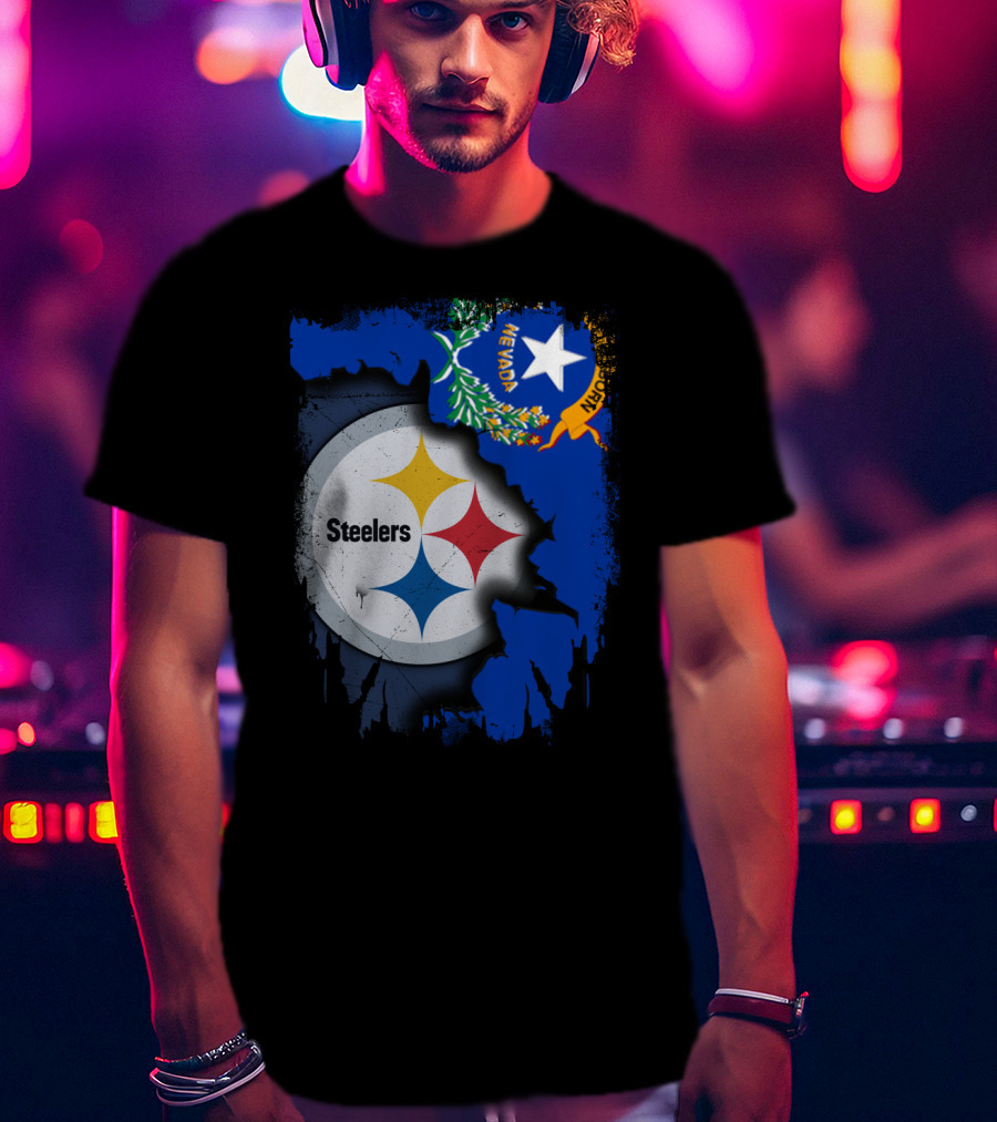 Nevada Steelers Fan Collaboration With State Flag Elements T-Shirt