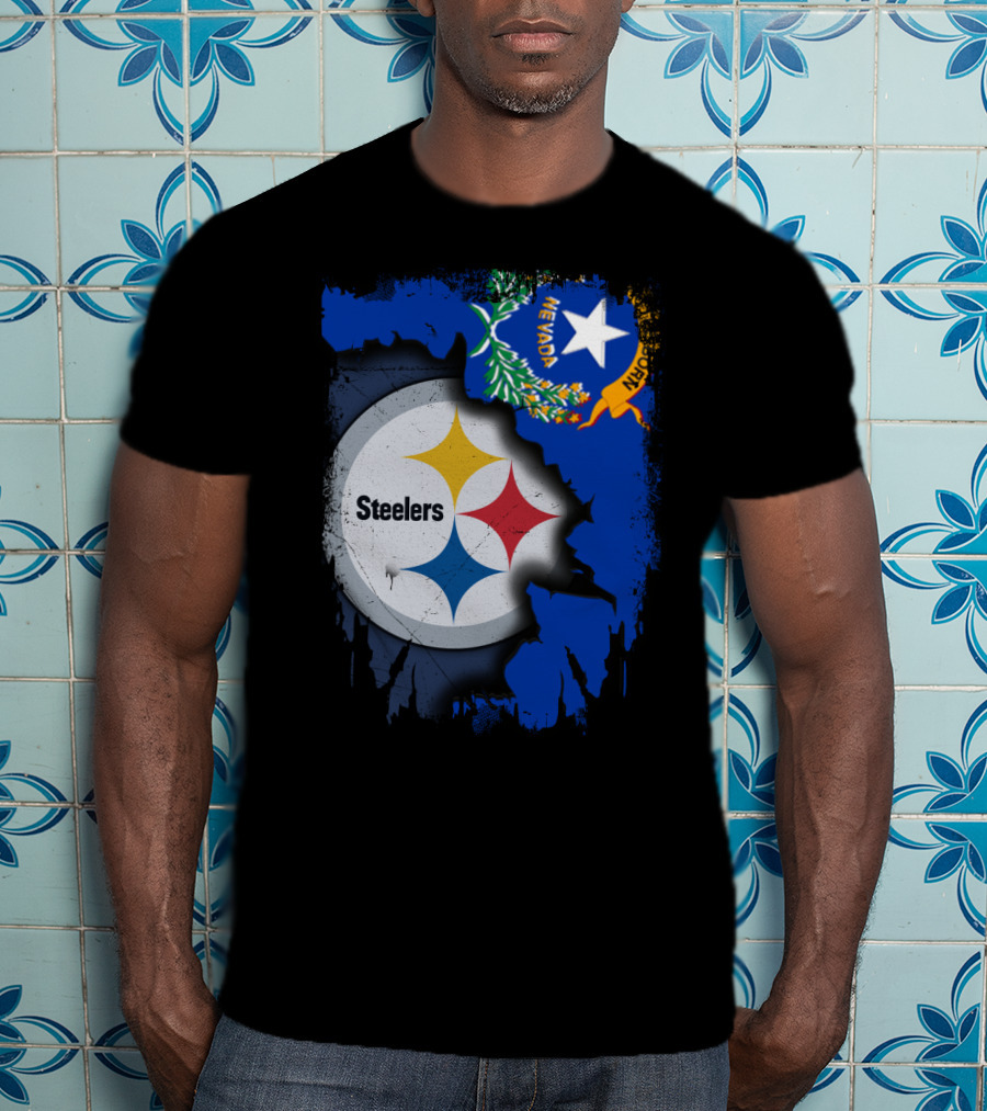 Nevada Steelers Fan Collaboration With State Flag Elements T-Shirt