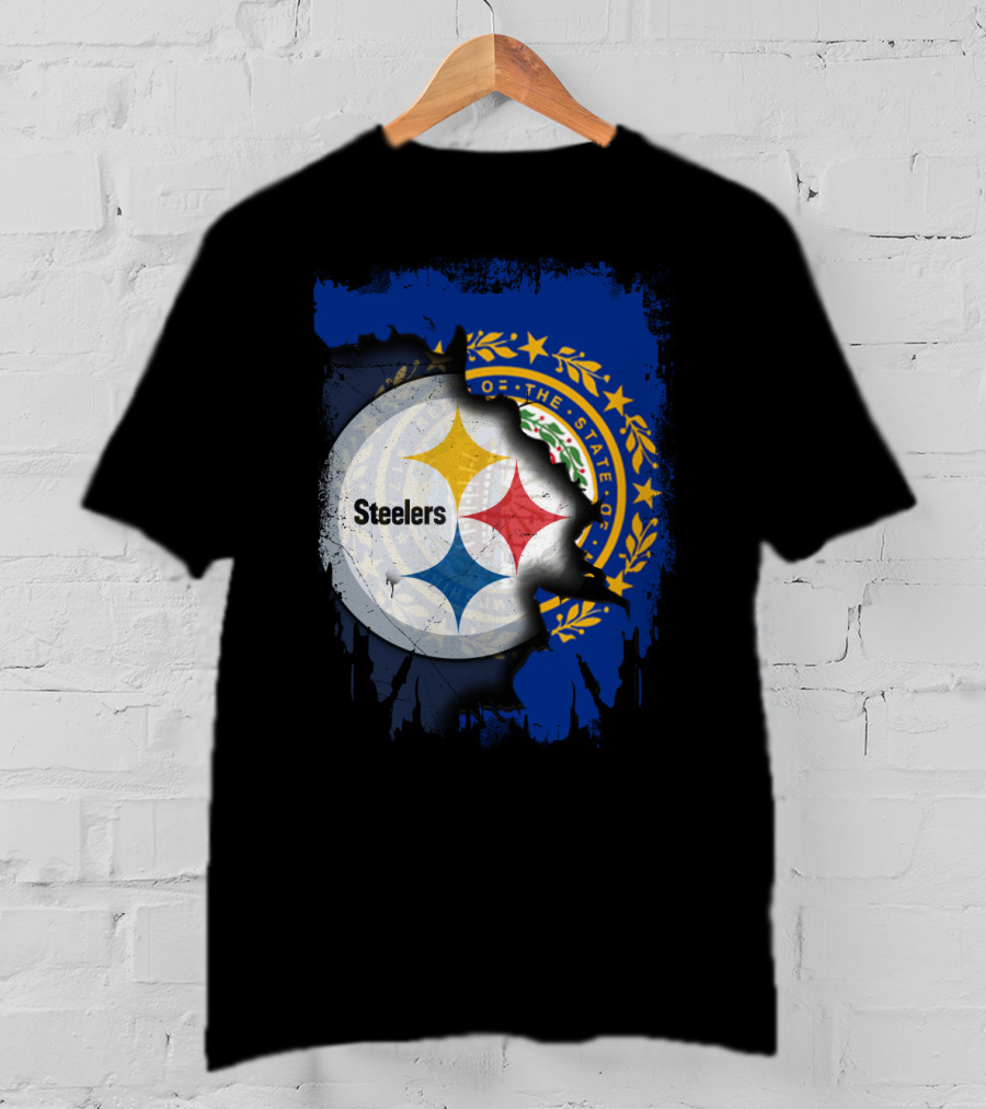 New Hampshire And Pittsburgh Steelers Emblem Fusion T-Shirt