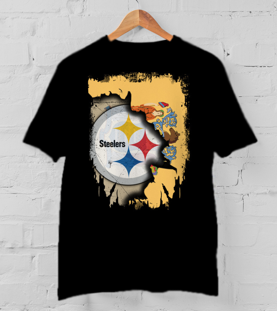 Steelers Logo Within New Jersey Map T-Shirt