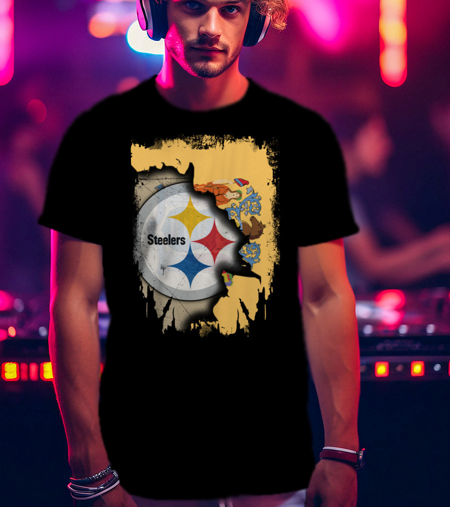 Steelers Logo Within New Jersey Map T-Shirt