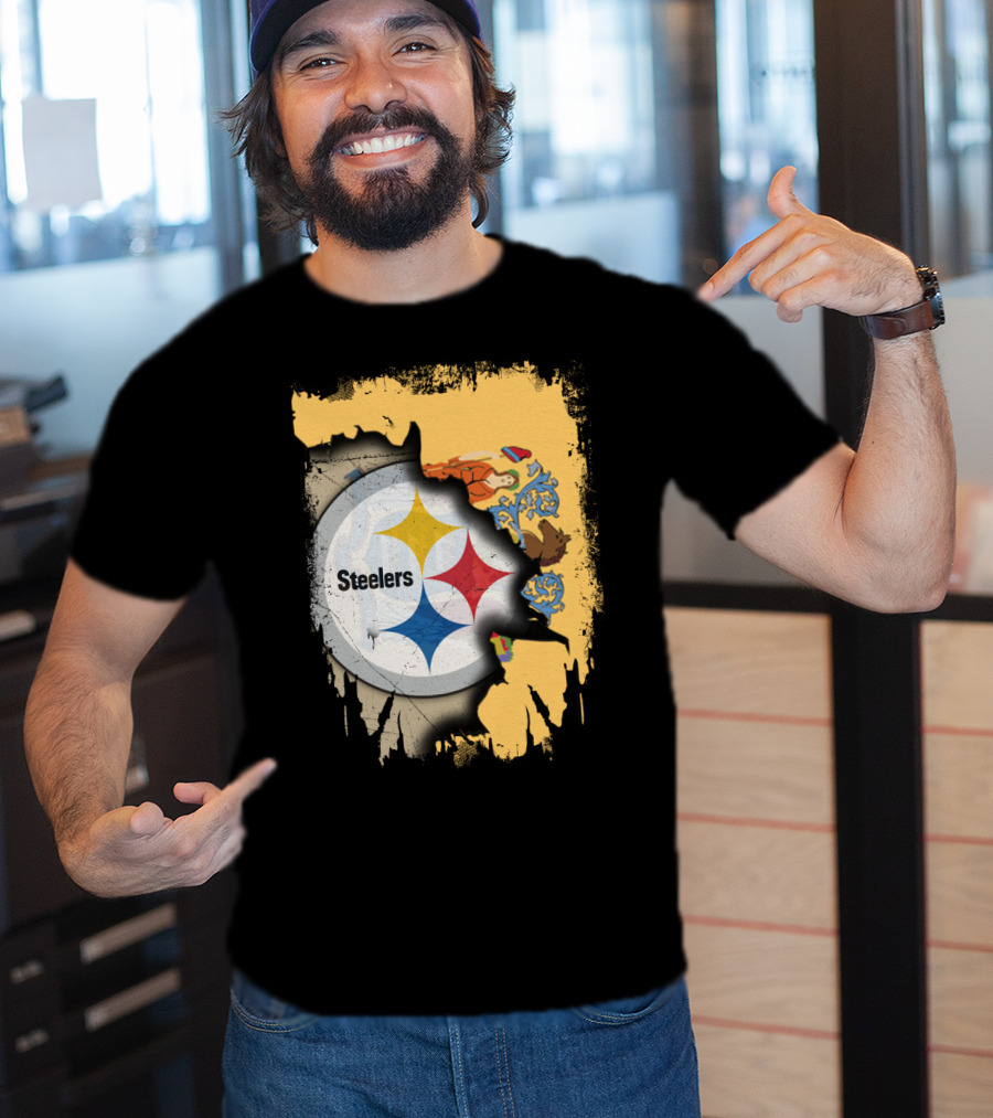 Steelers Logo Within New Jersey Map T-Shirt