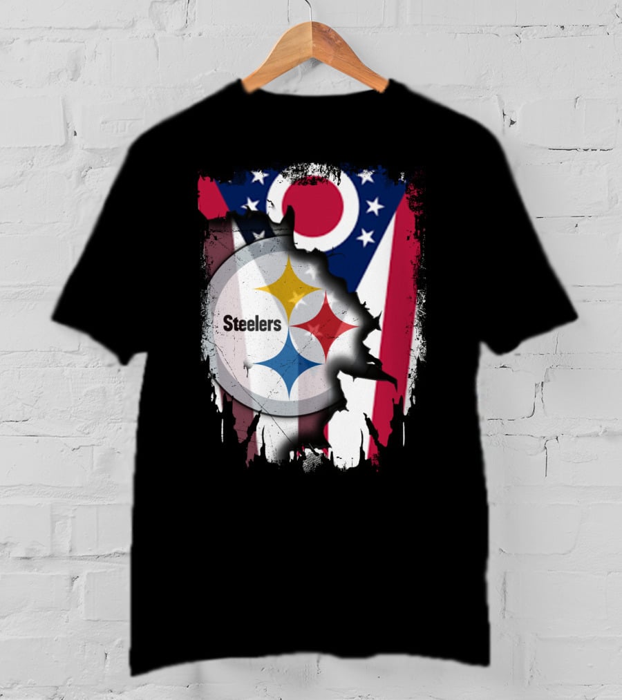 Ohio Steelers Fusion With Flag T-Shirt