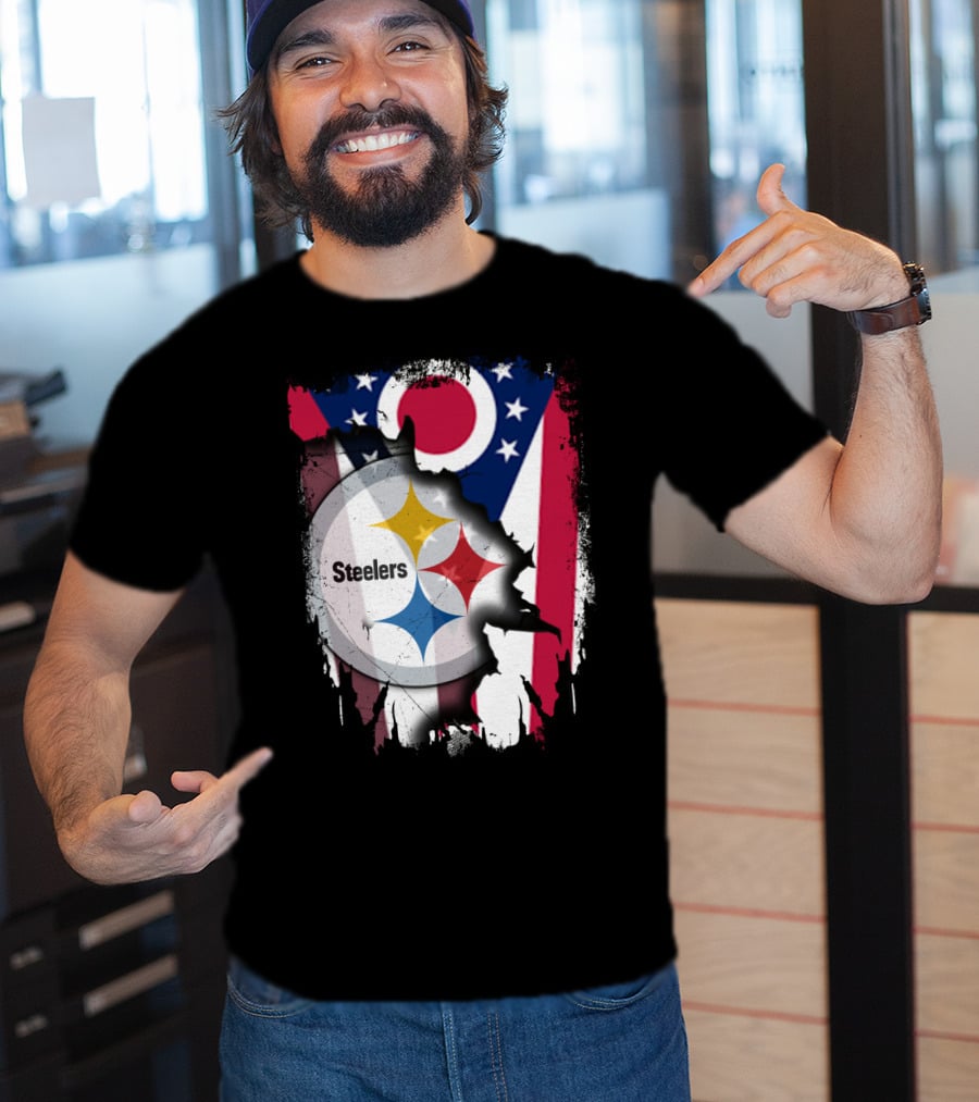 Ohio Steelers Fusion With Flag T-Shirt