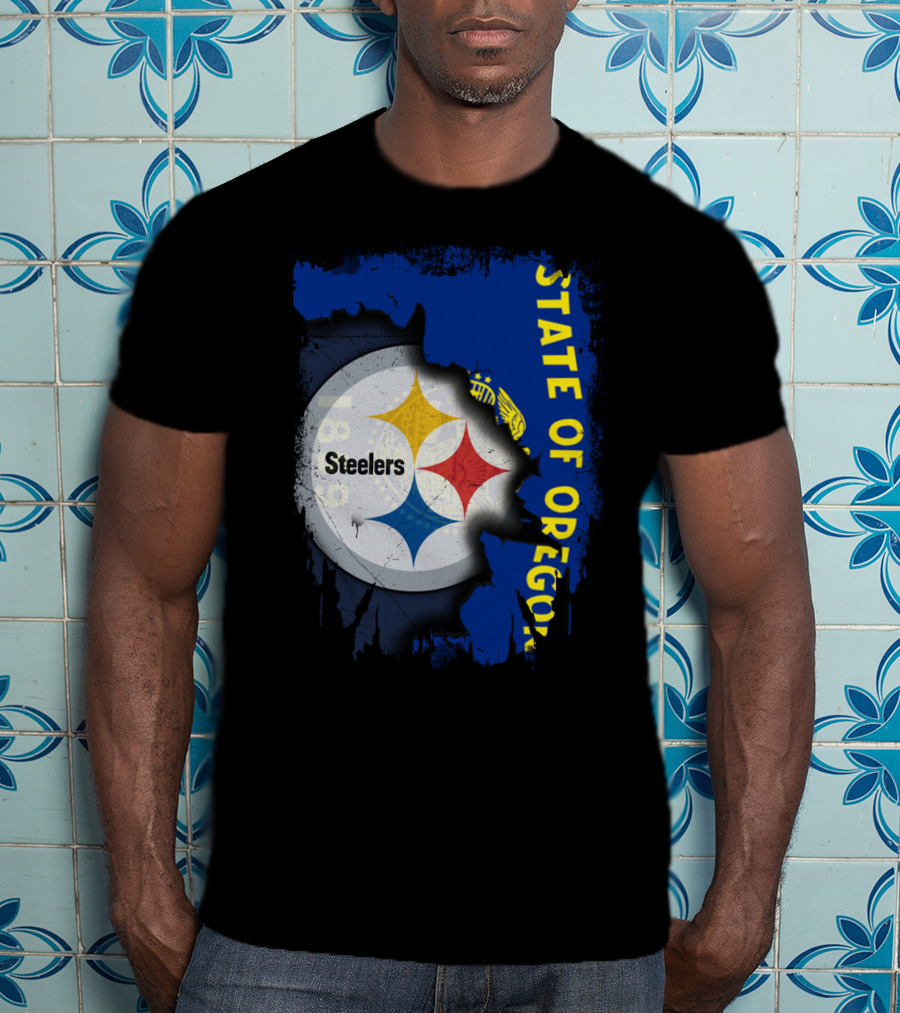 State Of Oregon 1848 Steelers Logo Fusion T-Shirt