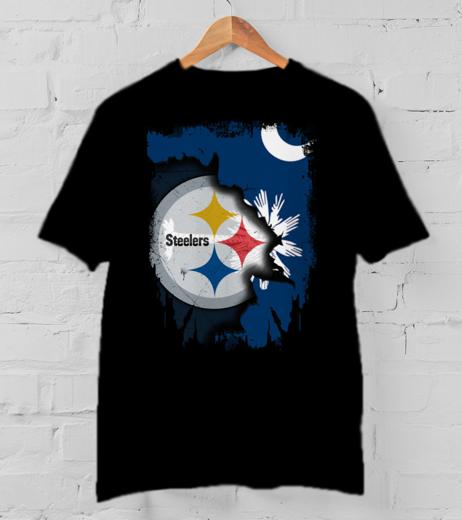 Steelers Logo Integrated With South Carolina Flag Elements T-Shirt