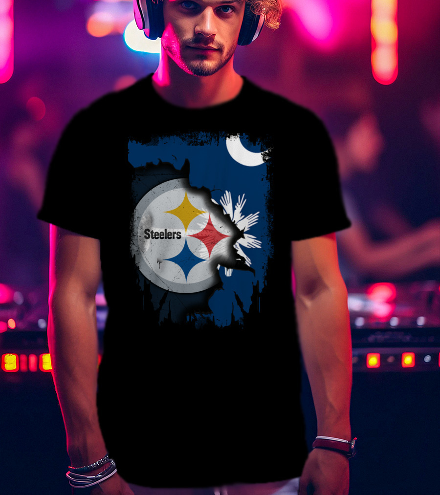 Steelers Logo Integrated With South Carolina Flag Elements T-Shirt