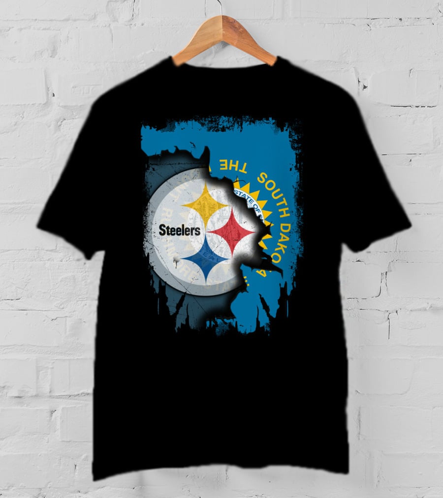 South Dakota State Flag With Steelers Logo Integration T-Shirt