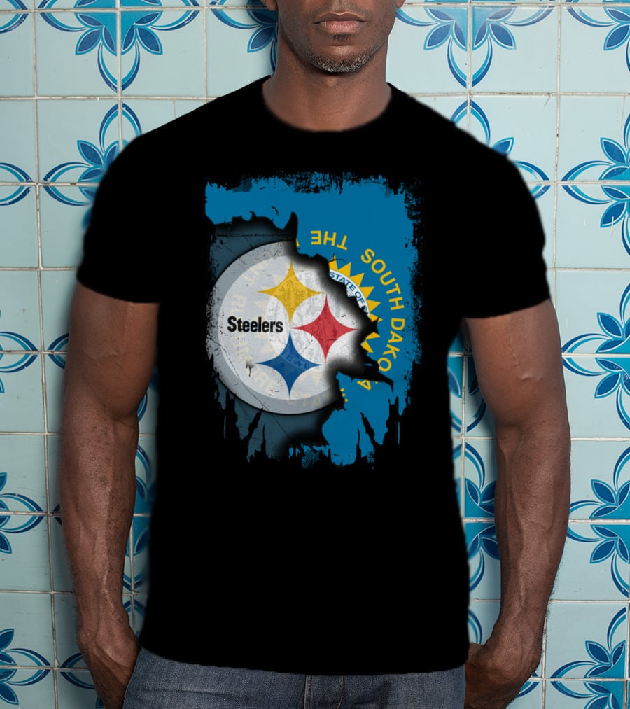 South Dakota State Flag With Steelers Logo Integration T-Shirt