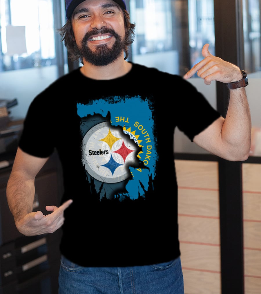 South Dakota State Flag With Steelers Logo Integration T-Shirt