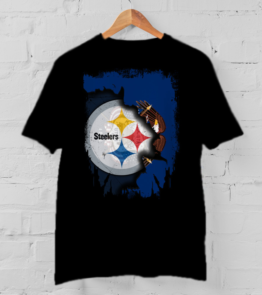 Steelers Eagle Emblem Artwork With Together Utah Integration T-Shirt