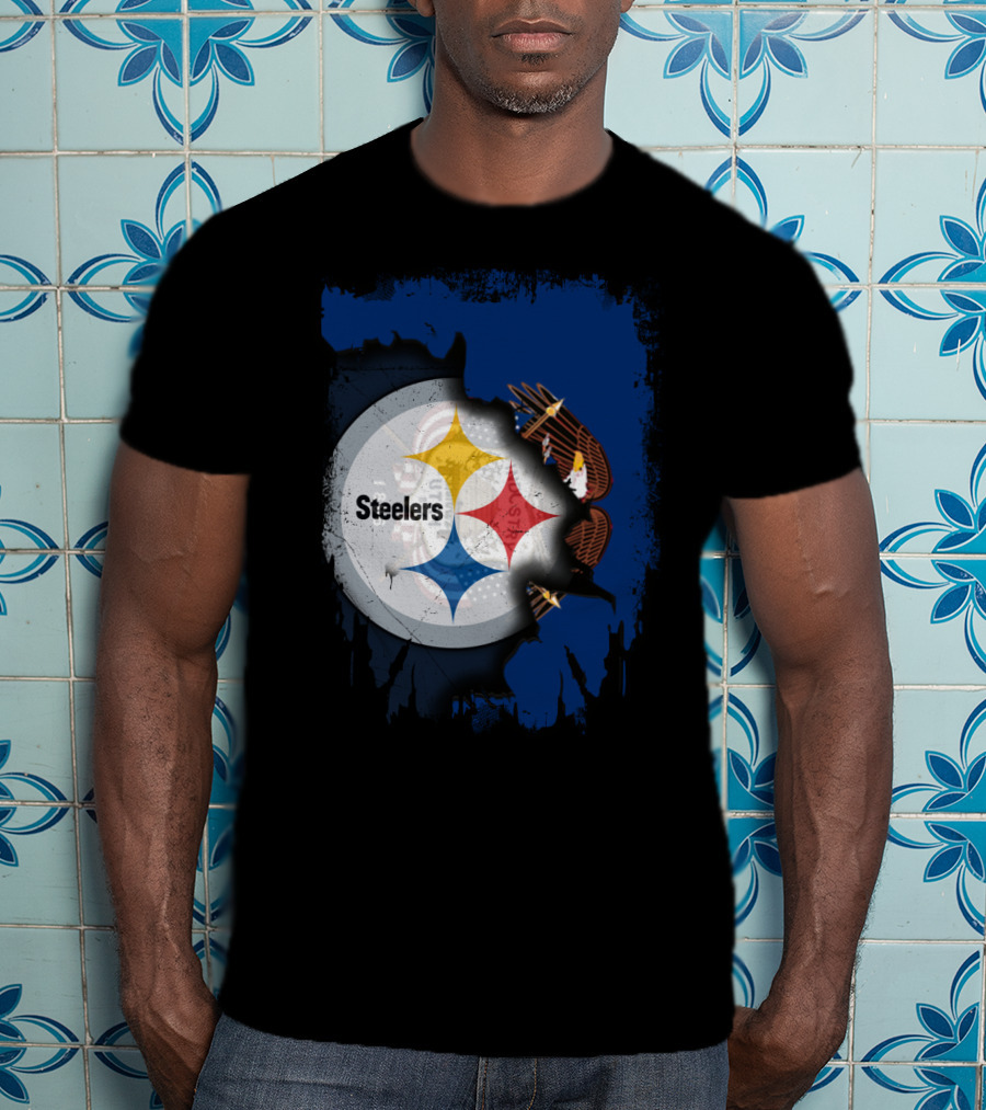 Steelers Eagle Emblem Artwork With Together Utah Integration T-Shirt