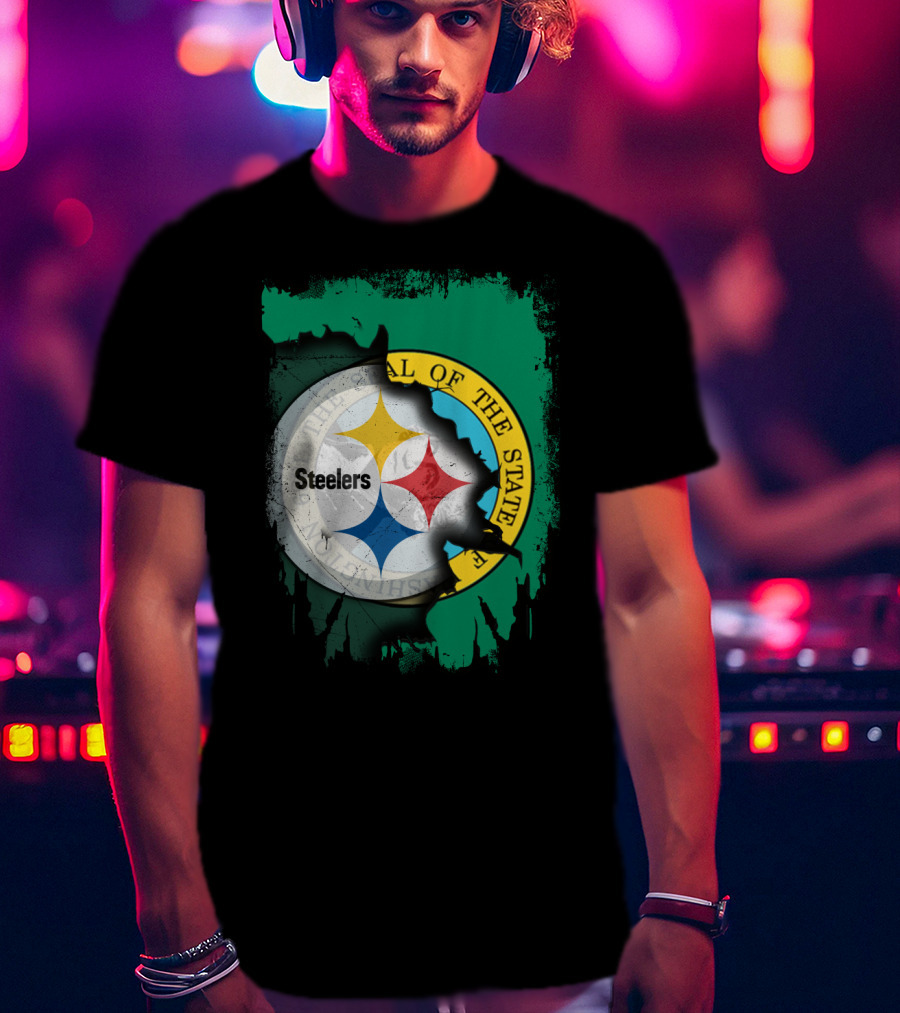 Washington State Meets Steelers Football Emblem T-Shirt