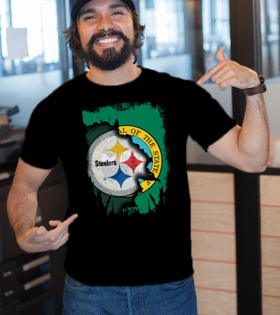 Washington State Meets Steelers Football Emblem T-Shirt