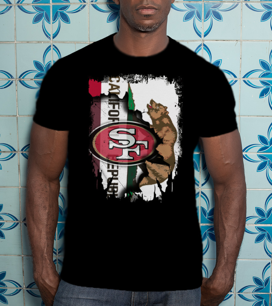 California Republic Bear With 49ers SF T-Shirt