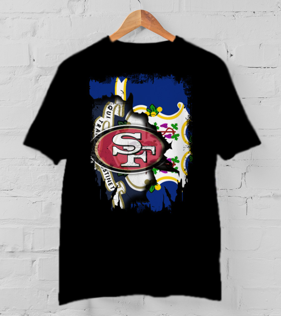 Connecticut Flag With San Francisco 49ers T-Shirt
