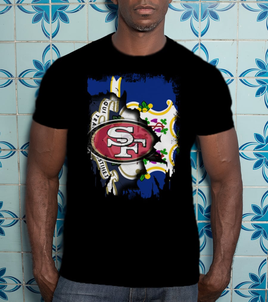 Connecticut Flag With San Francisco 49ers T-Shirt