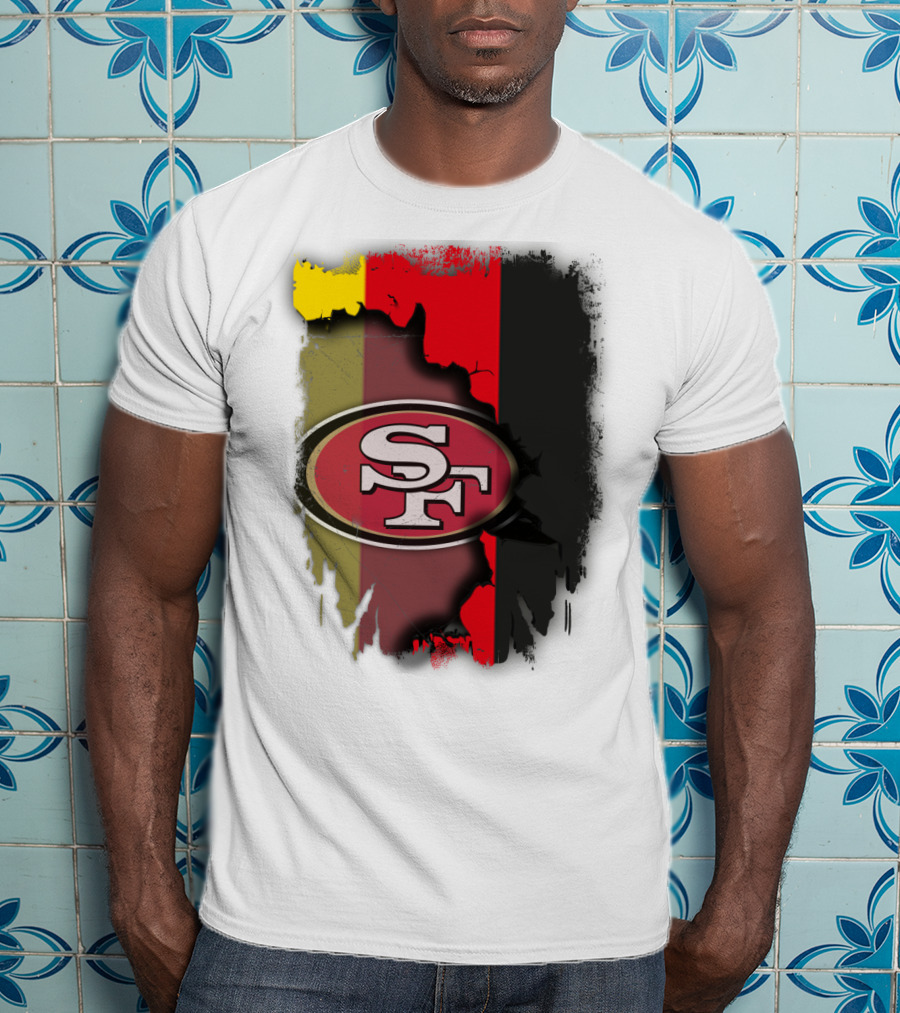 Germany Flag With San Francisco 49ers Logo Blend T-Shirt