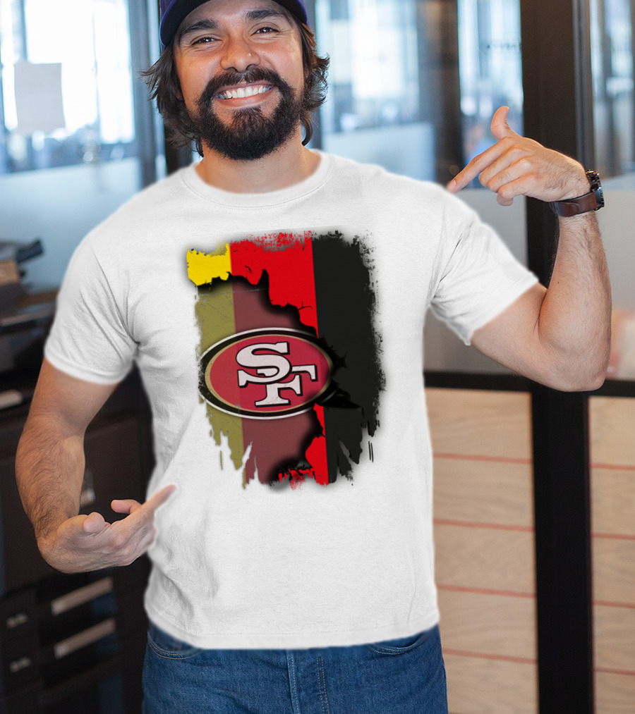 Germany Flag With San Francisco 49ers Logo Blend T-Shirt