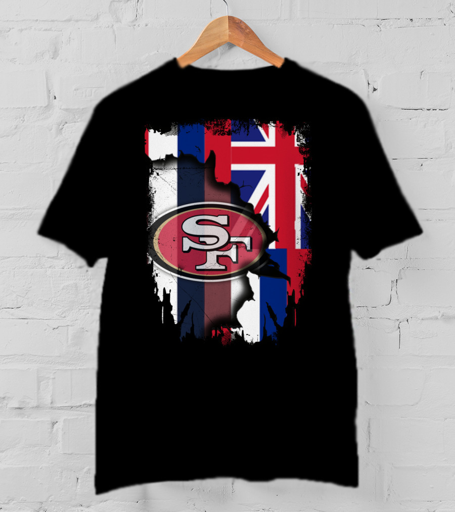 Hawaii 49ers SF Logo With Hawaiian Flag T-Shirt