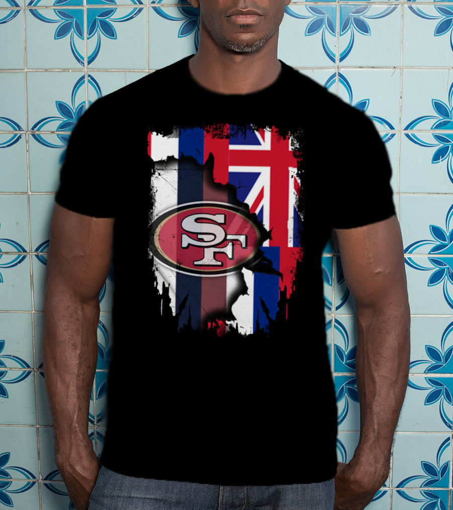 Hawaii 49ers SF Logo With Hawaiian Flag T-Shirt