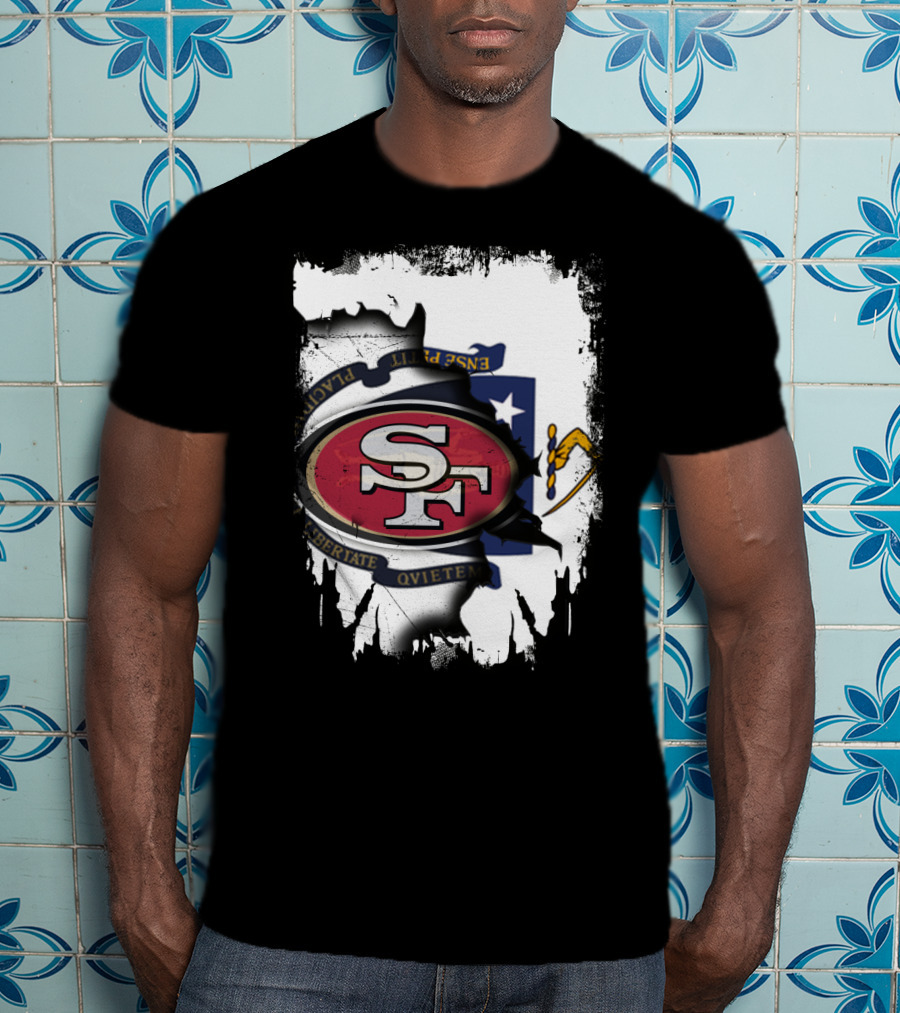 Massachusetts And 49ers United Emblem T-Shirt