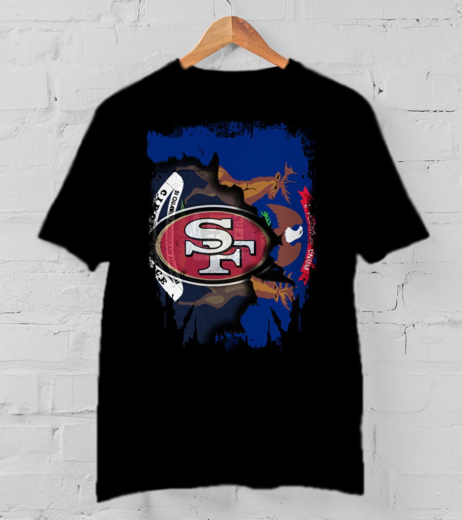 Michigan State Flag With San Francisco 49ers T-Shirt