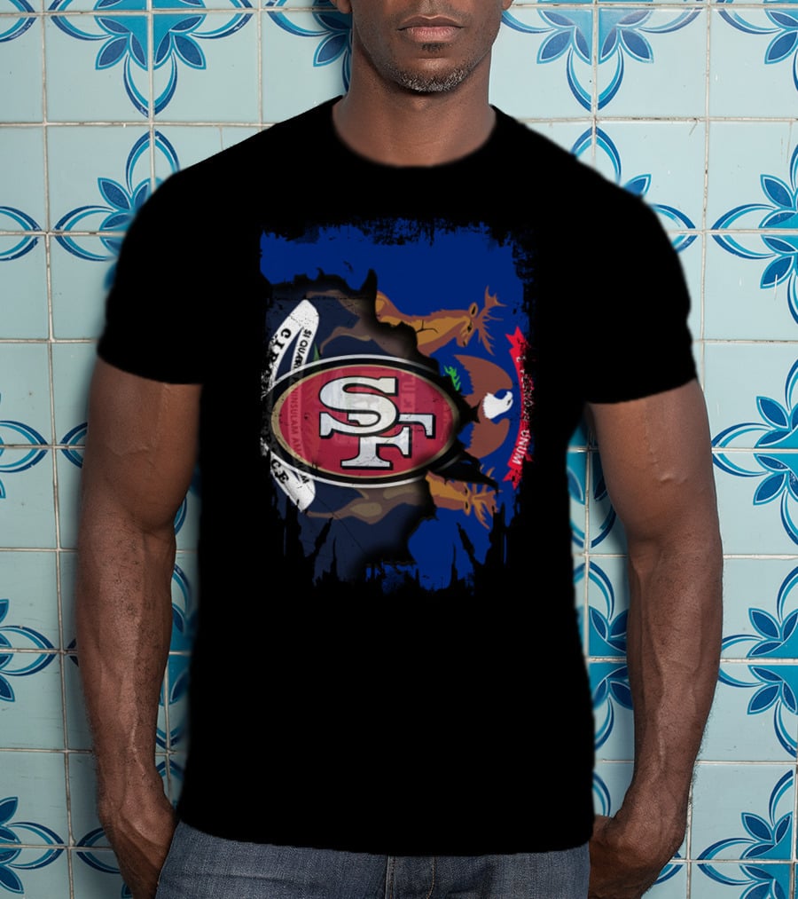 Michigan State Flag With San Francisco 49ers T-Shirt